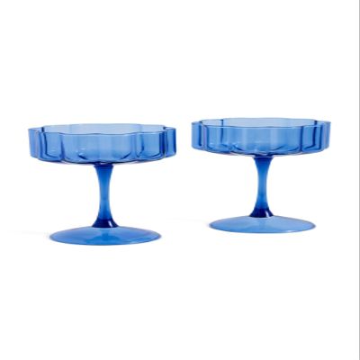 FAZEEK Women's Wave Coupe Glasses Set of 2, Blue, One Size