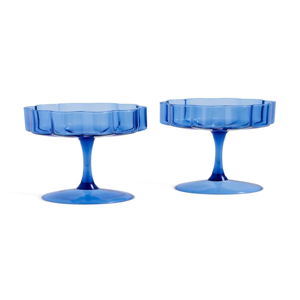 FAZEEK Women's Wave Coupe Glasses Set of 2, Blue, One Size