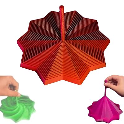 3D Printed Expanded Sensory Fidget Star, Fractal Fidget Hexagon with Handles, Colorful Whirling Spiral Design, 2025 New Star Shaped Fidget Star (E Type, Medium)