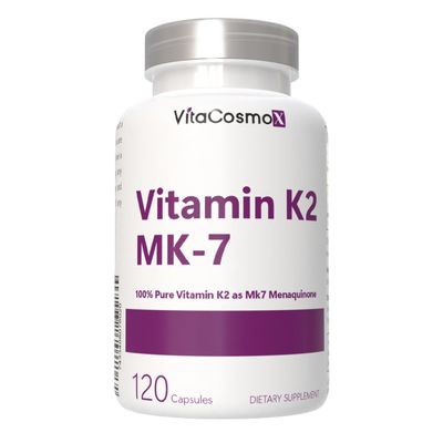VitaCosmoX Vitamin K2 MK-7 Supplement, 120 mcg, 120 Capsules, 100% Vegetarian, Non-GMO & Gluten Free