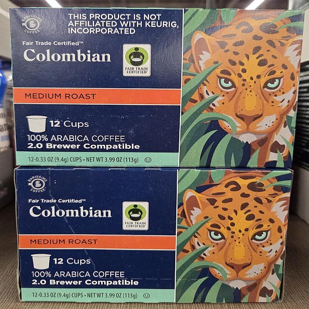Barissimo The Coffee Expert Fair Trade Certified Colombian Medium Roast 12 Cups Coffee 3.99oz 113g (Two Boxes)