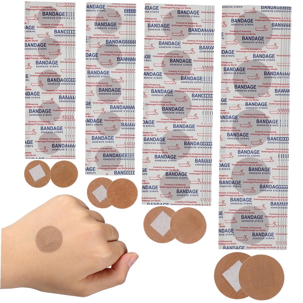 100pcs Breathable Fabric Bandages Round Protective Tape for Face Nose Fingers Joint Stretchable Adhesive Small Bandages for Skin Spot Patches