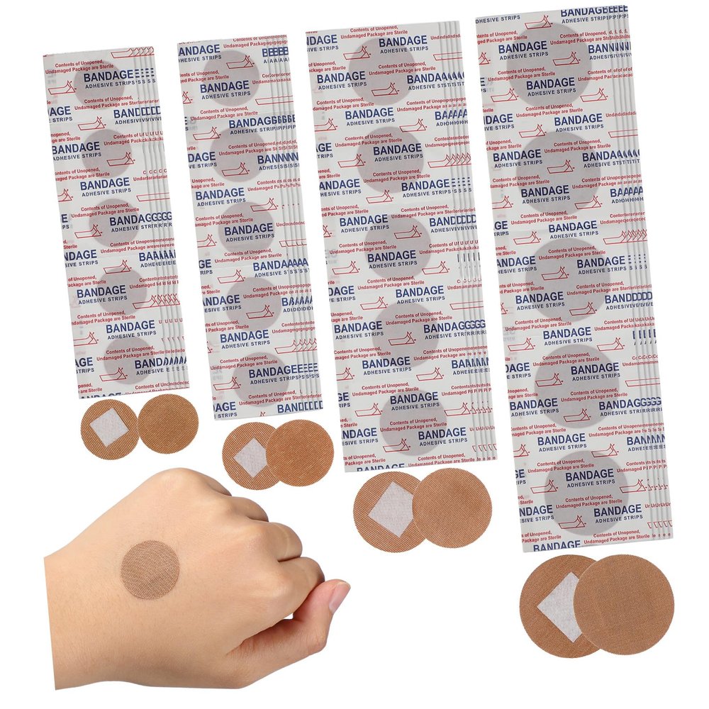 100pcs Breathable Elastic Finger Tip Bandages Round Protective Adhesive Patches Small Spot Tape Stickers Wound Care Pads