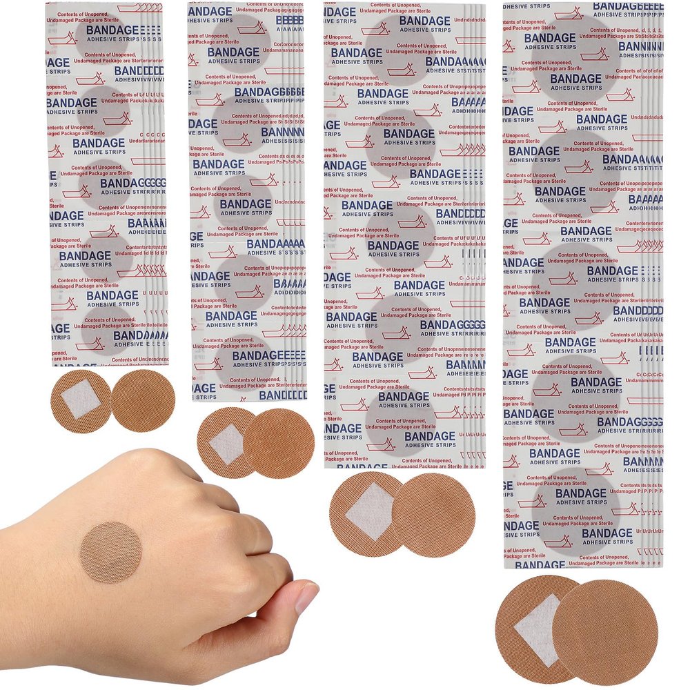 100pcs Round Bandages Breathable Flexible Fabric Finger and Joint Plasters for Protective Skin Aid with Coverage