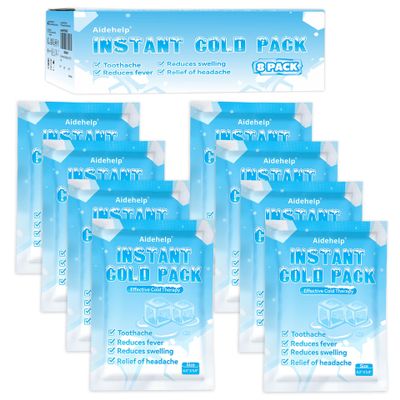 8 Pack Instant Cold Packs (4.3" x 5.9") - Disposable Ice Packs for Injuries | Cold Compress Ice Pack for Pain Relief, Swelling, Inflammation, Sprains, Toothache - Cold Pack for Athletes