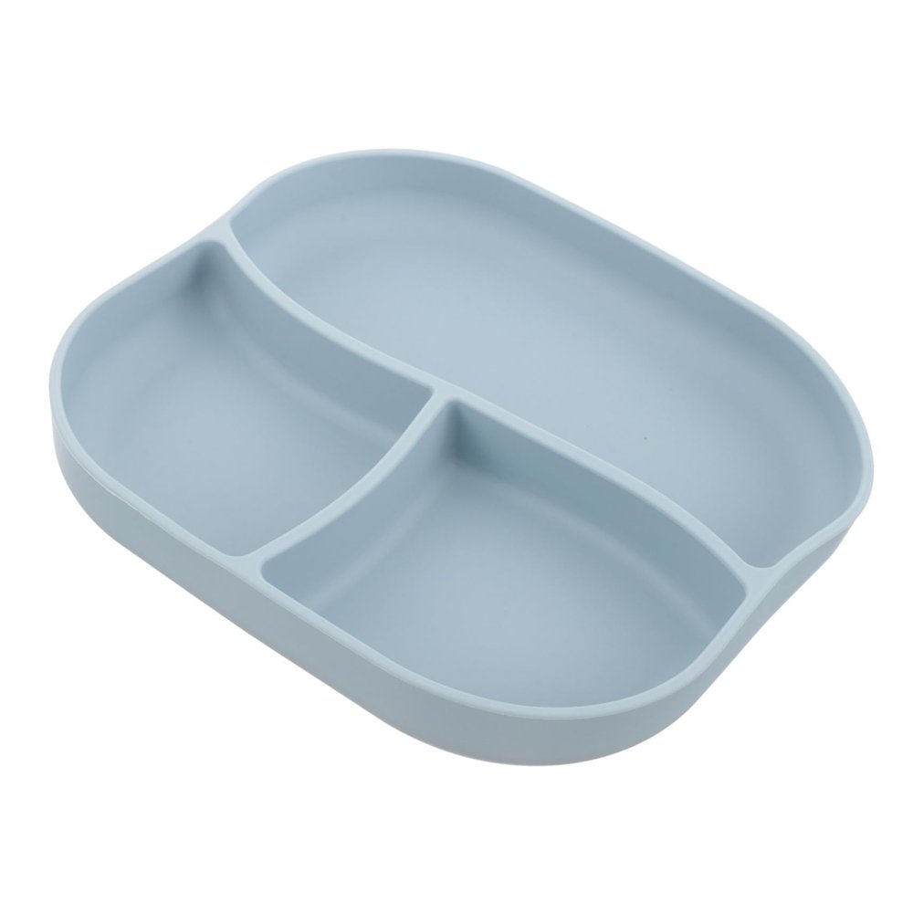 BESPORTBLE Silicone Divided Plate with Suction Cup Non Slip Adaptive Food Tray for Elderly Patients Food Grade Flexible Unbreakable Tableware for Self Feeding and Rehabilitation Light Blue