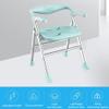 Shower Stool with Adjustable Height, Folding Bath Chair with Back & Arms - Foldable Bath Seat for Elderly Safety, Space-Saving,Green view 2