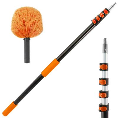 23 ft High Reach Cobweb Duster with Extension Pole, Spider Web Brush with Lightweight 5 Stage 4-16.5 ft Telescoping Pole, Soft Bristles Dusters for Outdoor Indoor Cleaning