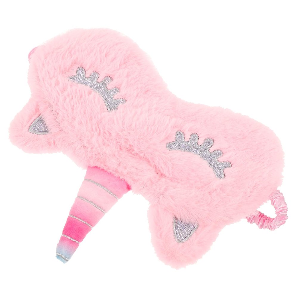 Beaupretty Pink Plush Unicorn Eye Mask Lightweight Comfortable Sleep Blindfold for Travel Work Naps with Elastic Strap Soft Breathable Night Eyeshade for Women