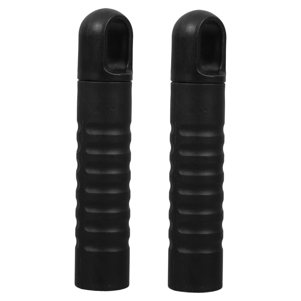 SOLUSTRE Black Plastic Mop Handle Grip End Cap with Hanging Hole 2Pcs