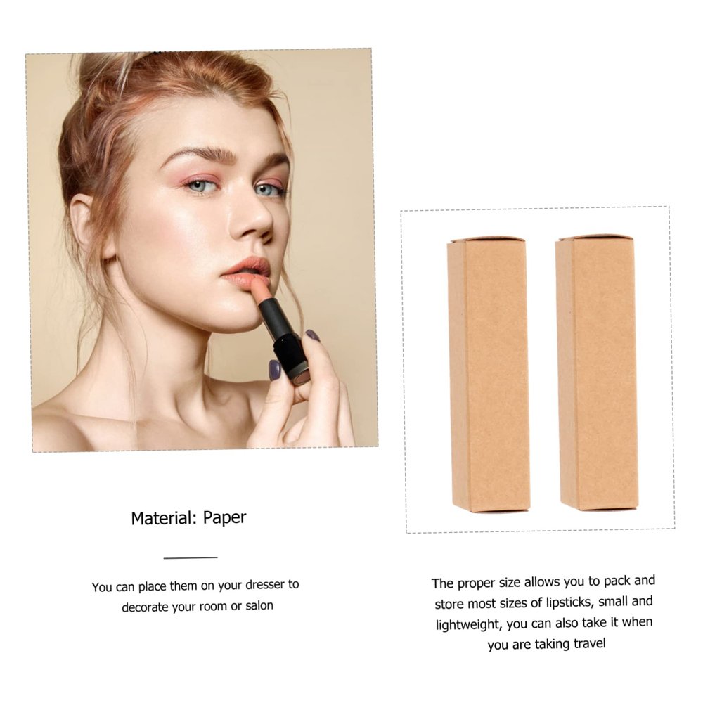 Beaupretty 50Pcs Kraft Paper Lipstick Boxes Small Gift Packaging for Lip Balm Essential Oil Storage DIY Wrapping Boxes for Cosmetics and Party Favors