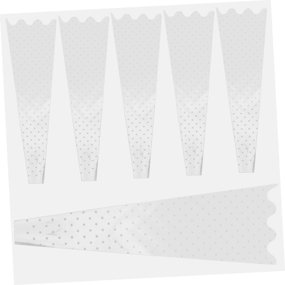 Baluue 100 Pcs Transparent Flower Wrapping Bags with Printed Design Plastic Floral Bouquet Packaging Bags for Valentines Day Gift Single Floral Wraps for Bouquet Presentation