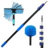 23FT High Reach Window Squeegee & Cobweb Duster with Extension Pole, 2 in 1 Squeegee for Window Cleaning with Lightweight 4-16.5 ft Telescoping Pole, Spider Web Brush with Pole for Outdoor Indoor Car view 1