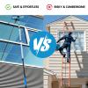 23FT High Reach Window Squeegee & Cobweb Duster with Extension Pole, 2 in 1 Squeegee for Window Cleaning with Lightweight 4-16.5 ft Telescoping Pole, Spider Web Brush with Pole for Outdoor Indoor Car view 2