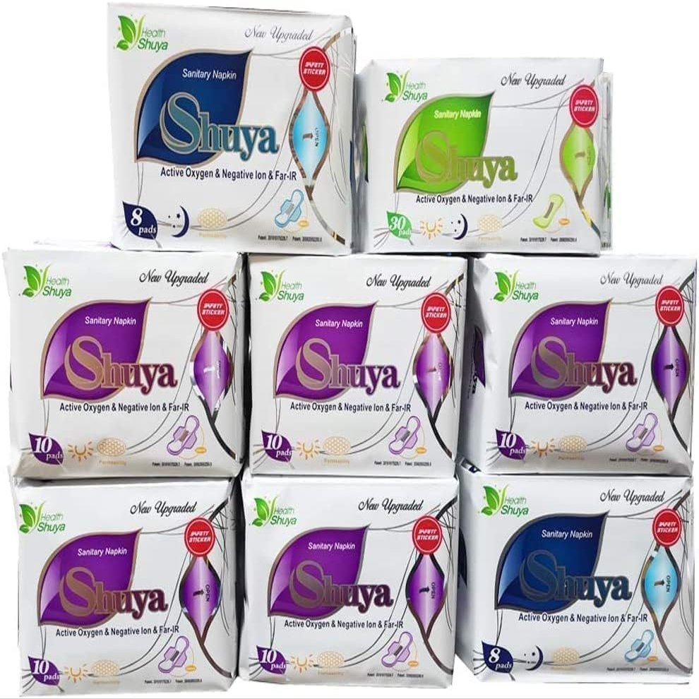 10 Packs SHUYA Anion Soft Breathable Sanitary Pads and Panty Liners Bundle Set