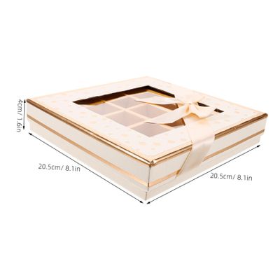 Healeved Compartment Beige Chocolate Box with Window Birthday Valentine Candy Treats Packaging Empty Gift Box for Handmade Chocolates Wedding Party Favor Accessory