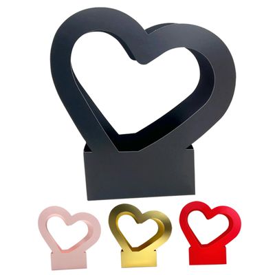 FRCOLOR 4Pcs Heart Shaped Floral Paper Boxes with Handles for Flower Packaging Elegant Gift Wrap Tote Bags in Pink Red Suitable for Weddings Valentine Day Birthdays and Anniversaries