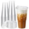 FoldTier 50 Pack 32 oz Clear Plastic Cups with Strawless Sip Lids, Oversized Iced Coffee Cups with Lids for Coffee, Tea, Milkshake, Smoothie, Cold Drinks, Party and Wedding, Event view 1