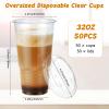 FoldTier 50 Pack 32 oz Clear Plastic Cups with Strawless Sip Lids, Oversized Iced Coffee Cups with Lids for Coffee, Tea, Milkshake, Smoothie, Cold Drinks, Party and Wedding, Event view 3