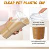 FoldTier 50 Pack 32 oz Clear Plastic Cups with Strawless Sip Lids, Oversized Iced Coffee Cups with Lids for Coffee, Tea, Milkshake, Smoothie, Cold Drinks, Party and Wedding, Event view 4