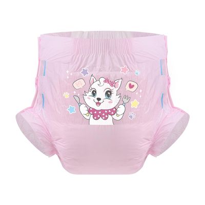 CutiePlusU Adult Diapers Sample 3 Pieces Adult Brief Diaper Incontinence Underwear Pink Kitty Dinner Time (Medium 28"-38")