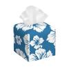 Hibiscus Blue Leather Tissue Box Cover Square Tissue Holder Decorative Paper Case for Home Office Bathroom Vanity Countertop Car view 1
