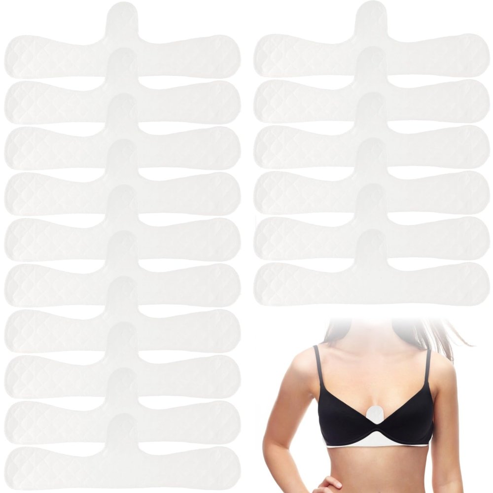 12 Pcs Cotton Nursing Pads Set, Reusable Bra Liners for Sweating Absorption Protection, Soft & Breathable Breast Pads, 18.1 Inch Comfortable Length, White Color