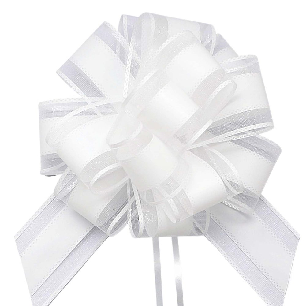 10 PCS Satin White Bow 6 Inch Large Pull Bows for Gift Wrapping, Weddings, Birthdays, Christmas, Valentines Day, Party Decorations and Special Occasions