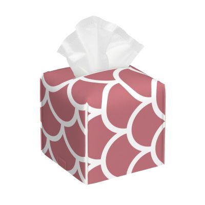 Pink Mermaid Scales Leather Tissue Box Cover Square Tissue Holder Decorative Paper Case for Home Office Bathroom Vanity Countertop Car