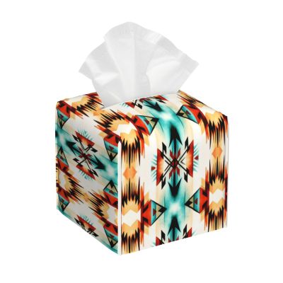 Aztec Ethnic Pattern Leather Tissue Box Cover Square Tissue Holder Decorative Paper Case for Home Office Bathroom Vanity Countertop Car