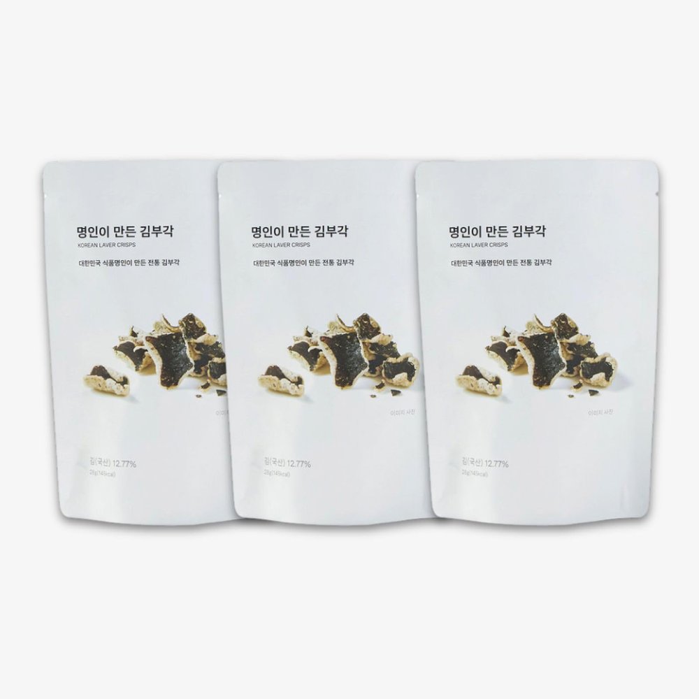 JAJU Artisan Korean Seaweed Crisps Handcrafted Laver Chips, Light & Crunchy Snack 0.99oz(3 Pack)