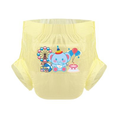 CutiePlusU Adult Diapers Sample 3 Pieces Adult Brief Diaper Incontinence Underwear Yellow Birthday Elephant (Large 37"-47")