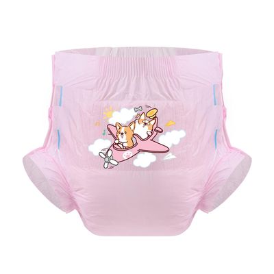 CutiePlusU Adult Diapers Sample 3 Pieces Adult Brief Diaper Incontinence Underwear Pink Corgi Driver (Medium 28"-38")