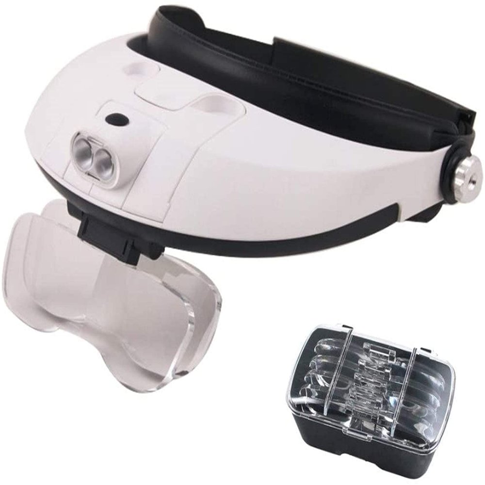 Headband Magnifier, Handheld Digital Magnifier, Head-Mounted Magnifying Glass, Headband 5Lens Binoculars Third Hand Magnifier Light Jewelry Repair Reading Magnifying Glass Dental