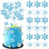 Rsstarxi 60 Pack Edible Snowflakes Cupcake Toppers Winter Frozen Theme Snowflakes Decorations for Baby Shower Birthday Christmas Winter Party Cake Decorations Supplies Blue view 1