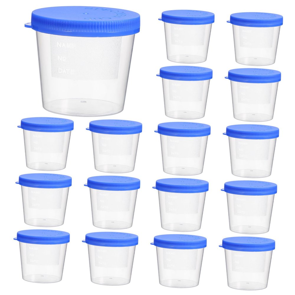 30pcs Disposable Sputum Collection Cups with Screw Cap Leakproof Sample Containers Random Colors for Clinic and Home Use Random Color