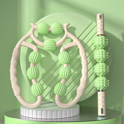 15 Wheels Massage Roller, Cellulite Appearance Circular Leg Clamp Massage Relax Roller, Muscle Relaxer for Legs, Thighs, Arm, Indoor Sports Yoga Bodybuilding Equipment (Light Green)