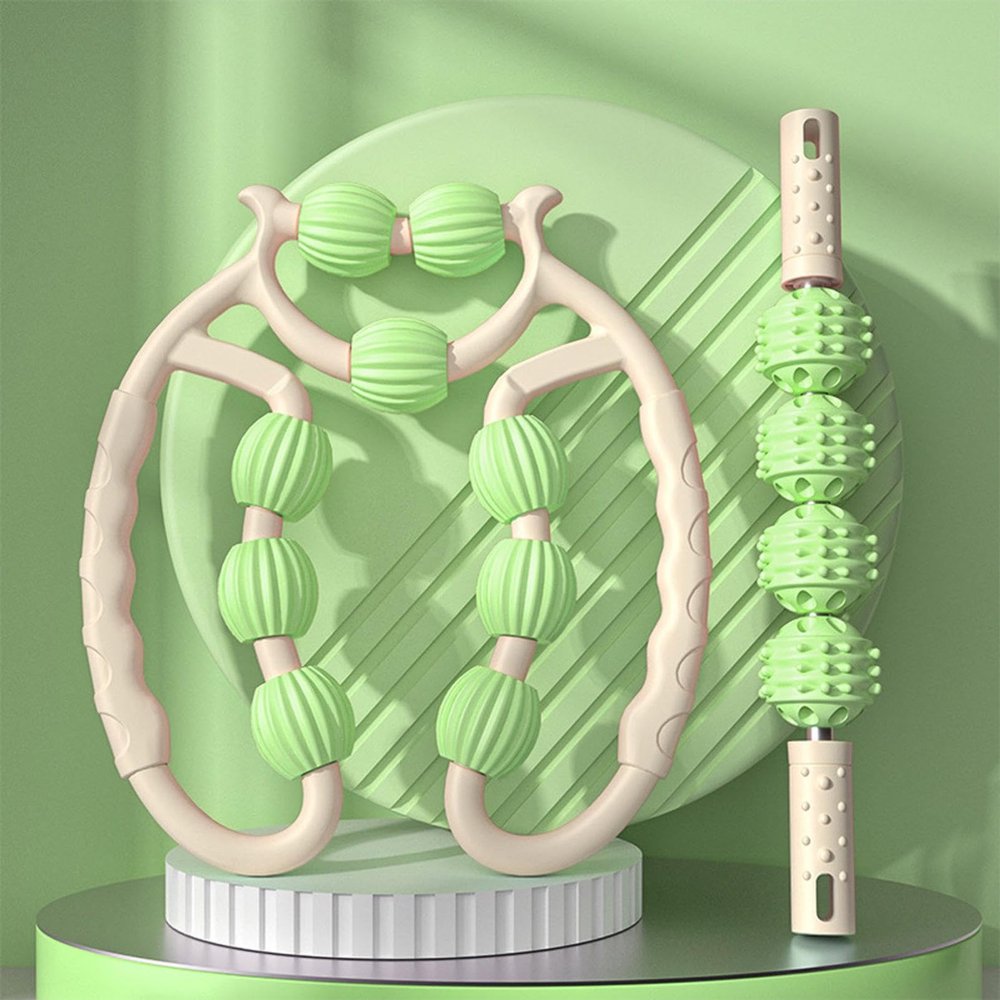 15 Wheels Massage Roller, Cellulite Appearance Circular Leg Clamp Massage Relax Roller, Muscle Relaxer for Legs, Thighs, Arm, Indoor Sports Yoga Bodybuilding Equipment (Light Green)