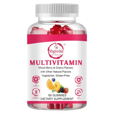 Yogivita Multivitamin Gummies for Adults Daily Supplement for Energy, Immunity & Wellness with Vitamins A, B-Complex, C, D & E Vegetarian, Gluten-Free Mixed Berry & Cherry 60 Gummies