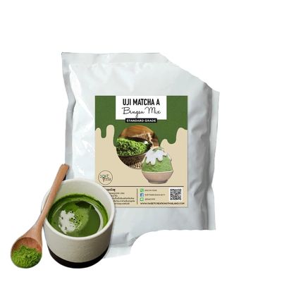 (Pack of 4 x 1kg) Bingsu Powder Mix - Premium New Zealand Milk Formula (1000g x 4 bags, Uji Matcha A)