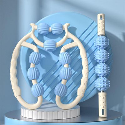 15 Wheels Massage Roller, Cellulite Appearance Circular Leg Clamp Massage Relax Roller, Muscle Relaxer for Legs, Thighs, Arm, Indoor Sports Yoga Bodybuilding Equipment (Sky Blue)