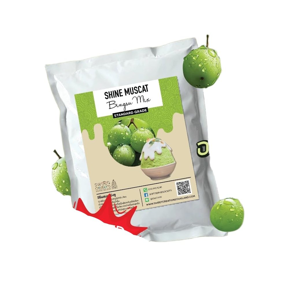 (Pack of 4 x 1kg) Bingsu Powder Mix - Premium New Zealand Milk Formula (1000g x 4 bags, Shine Muscat)