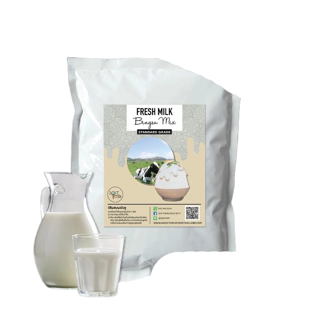 (Pack of 4 x 1kg) Bingsu Powder Mix - Premium New Zealand Milk Formula (1000g x 4 bags, Fresh Milk)