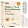 FEBU Woodland Print Bamboo Fabric Bandages | PFAS Free Flexible Fabric Bandages | Natural Hypoallergenic Bandage for Scrapes, Cuts & First Aid | Compostable, Latex Free Bandage | 50 Count Strip view 1