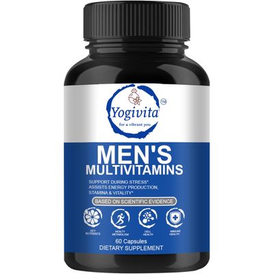 Yogivita Mens Multivitamin Capsules Daily Dietary Supplement for Energy, Immune Support & Stamina with Vitamins A, B-Complex, C, D3 & E, Zinc & Iron Vegan, Non-GMO 60 Capsules (30 Day Supply)