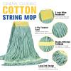 Matthew Cleaning Commercial Mop Head Replacement, 5 Inch Wide Headband, Looped End Cotton Blend String Wet Mops for Floor Cleaning, 24 oz Large, 3-Pack Green view 3