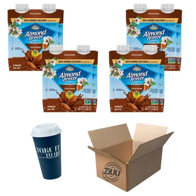 Almond Breeze Chocolate Almondmilk Ziuu Exclusive Multipack Dairy-Free, Low-Calorie, Includes a Reusable Tumbler with Lid (4 Pack)