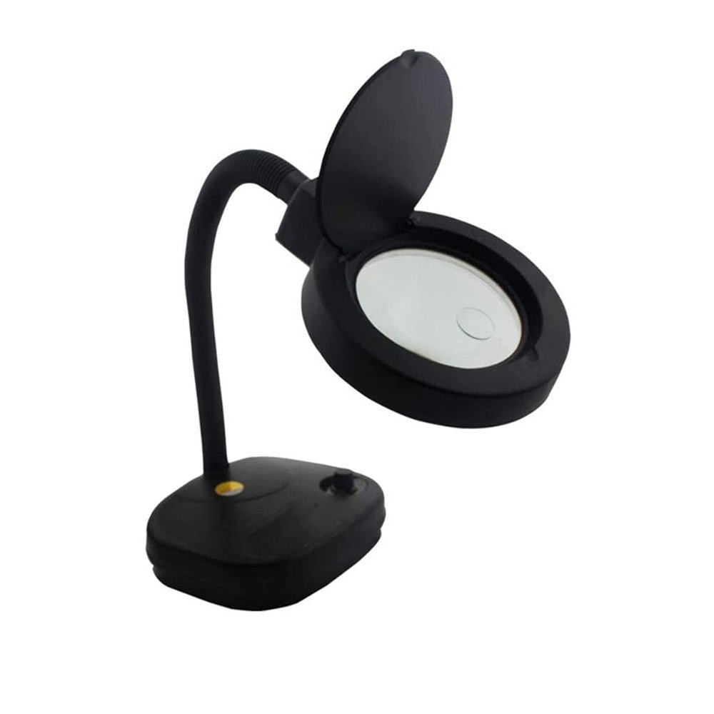EWUROI LED Lamp Magnifier and Desk Lamp Floor Stand Magnifier Glass for Reading and Repairing, Black