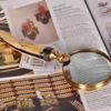 EWUROI Brass Magnifier, Antique Handle 10X Reading Glass for Reading Book Recognition Gift Retro view 3