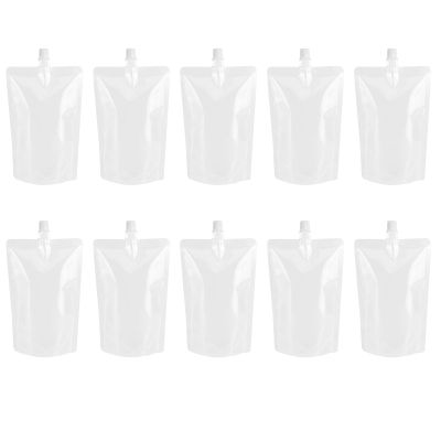 Baluue 50pcs Transparent Portable Drink Pouches with Spout Food Grade Plastic Reusable Liquid Storage Bags for Camping Outdoor Travel and Juice Soymilk